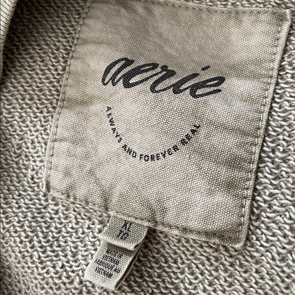 XL Aerie Oversized Sage Green  Distressed Sweatshirt with Balloon Sleeves, NWT - Picture 5 of 17